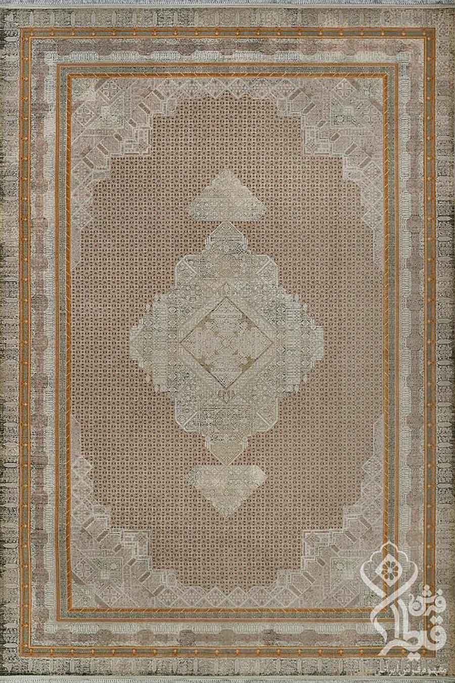 فرش قیطران 1200 شانه کلکسیون مروارید طرح یالچین زمینه کرم (برجسته)