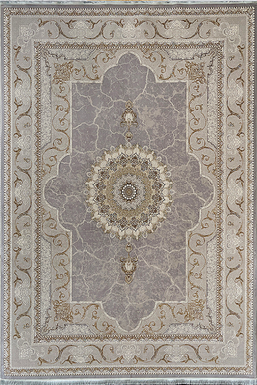 فرش باستان یزد 1200 شانه کد 09-10 زمینه نقره ای (برجسته)