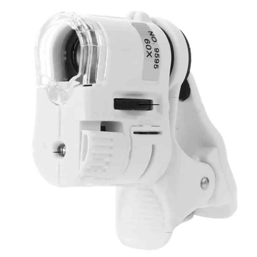 میکروسکوپ موبایل یونیورسال مدل 9595 با بزرگنمایی 60 برابر، لنز کلیپسی و چراغ LED و UV