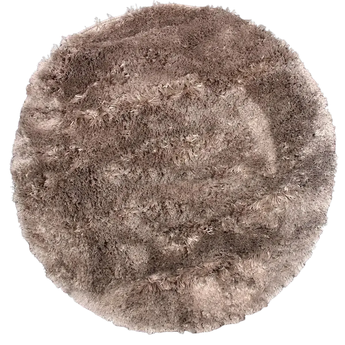 فرش آدینا پرزبلند گرد رنگ نسکافه ای (شگی)