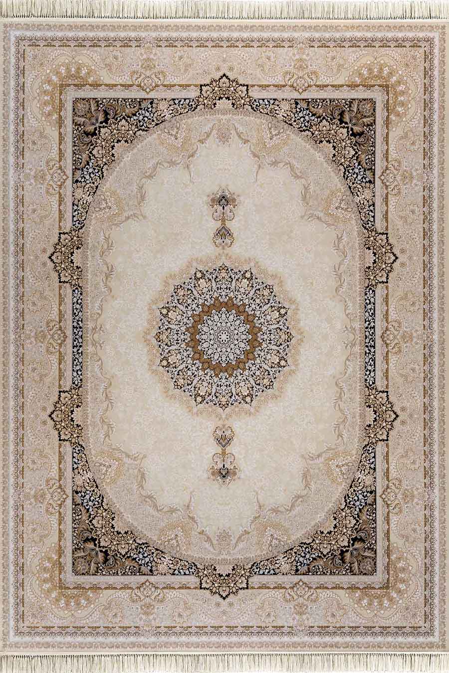 فرش سعدی 1500 شانه کلکسیون مینیاتور کد D1557 زمینه کرم