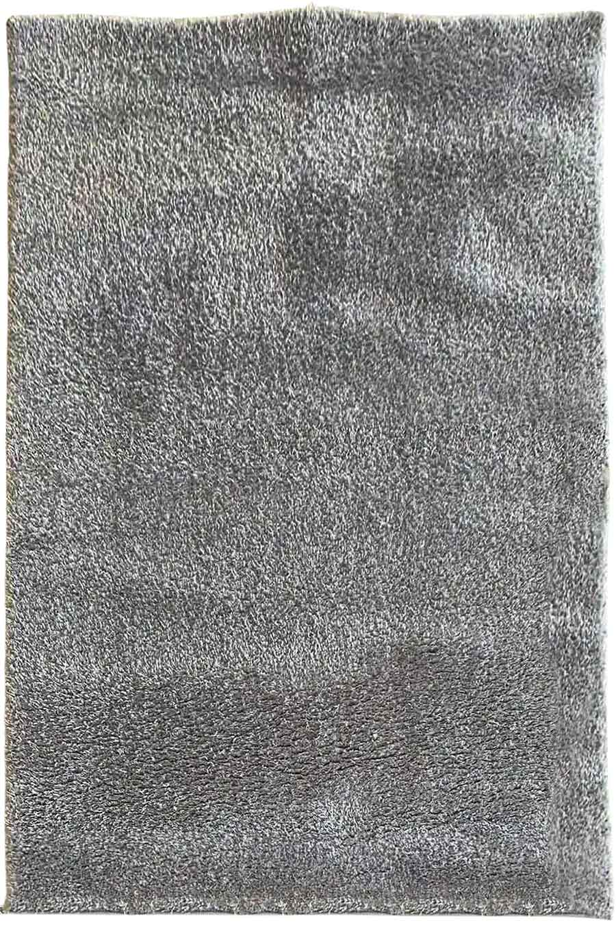 فرش کاشان شگی (فلوکاتی) طرح ساده رنگ طوسی