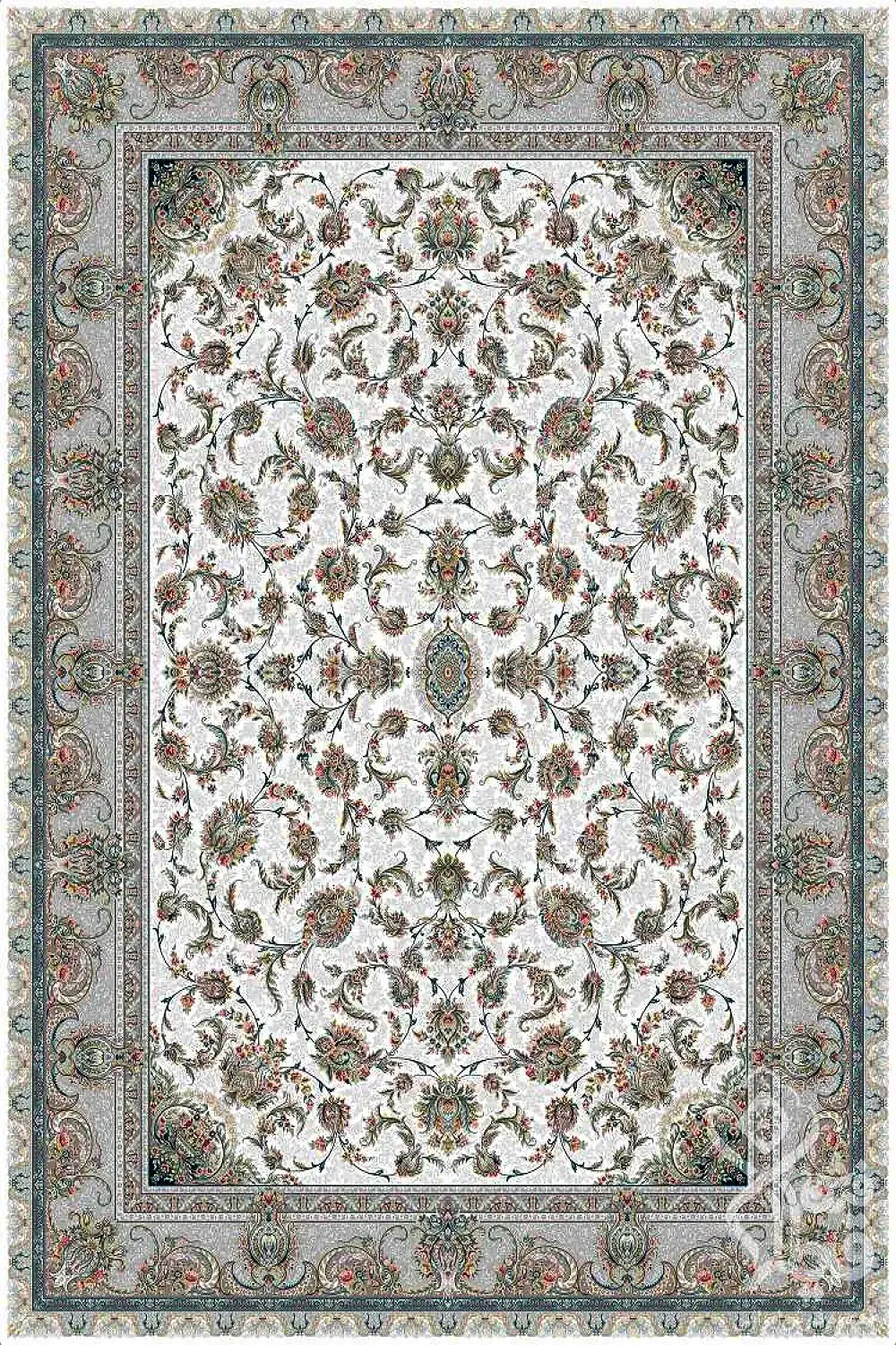 فرش قیطران 1200 شانه کلکسیون پارادایس طرح یوشا زمینه کرم (برجسته)