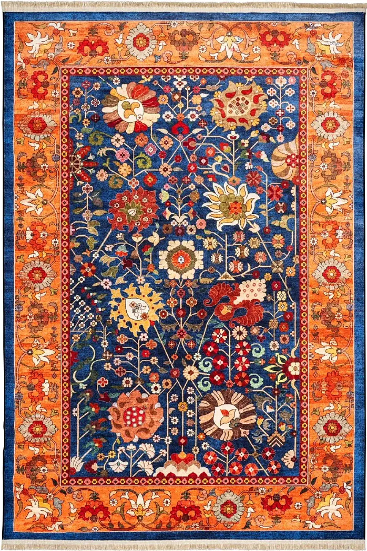 فرش محتشم 1000 شانه کلکسیون سنتی کد 900403 زمینه سورمه ای (غیربرجسته)