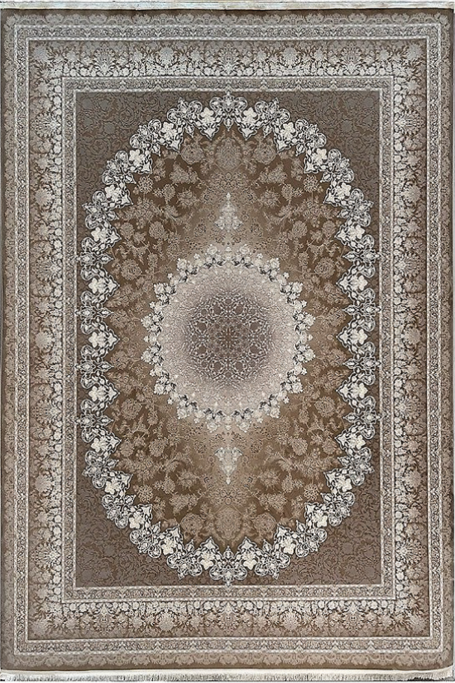 فرش باستان یزد 1200 شانه کد 30-10 زمینه قهوه ای (برجسته)