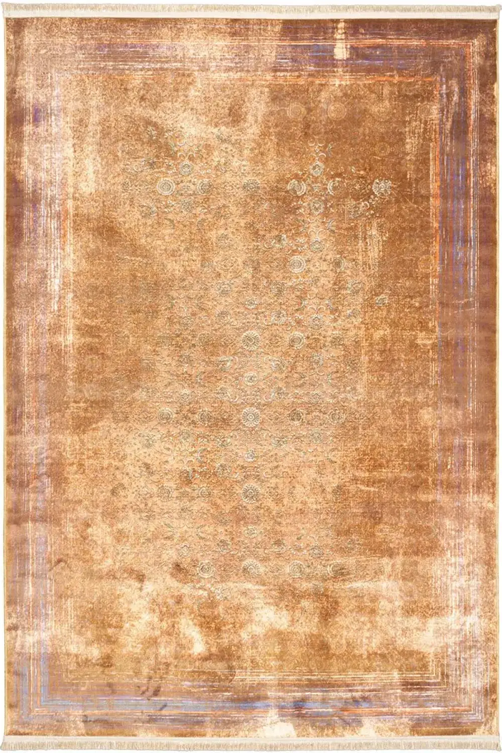 فرش محتشم کهنه نما 1000 شانه کد 900458 زمینه زیتونی (غیربرجسته)