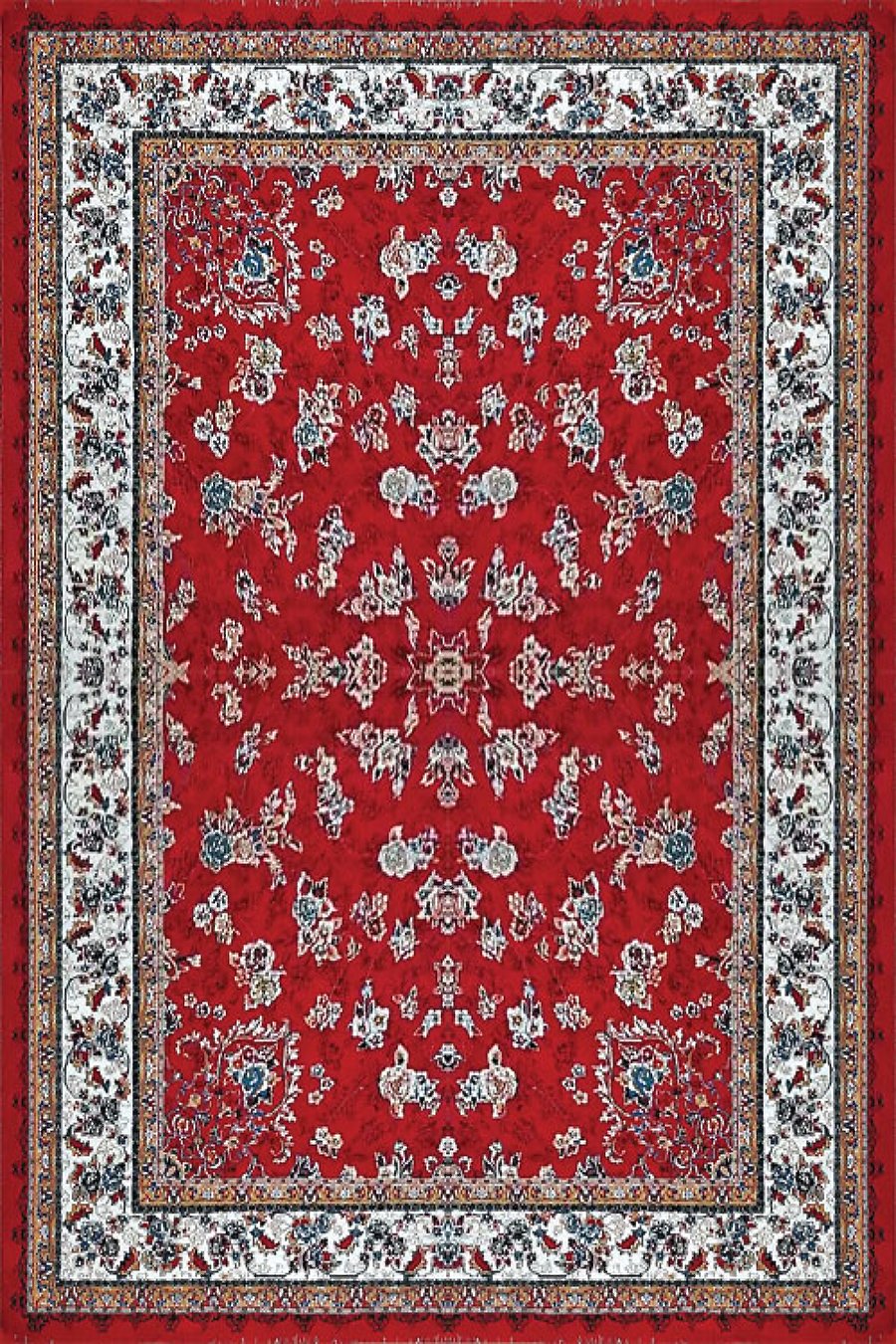 فرش کاشان 500 شانه طرح گیلدا زمینه لاکی (غیربرجسته)