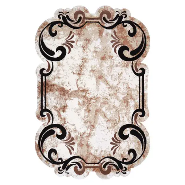 فرش زرباف سه بعدی پرزبلند طرح رستا زمینه شکلاتی (شگی)