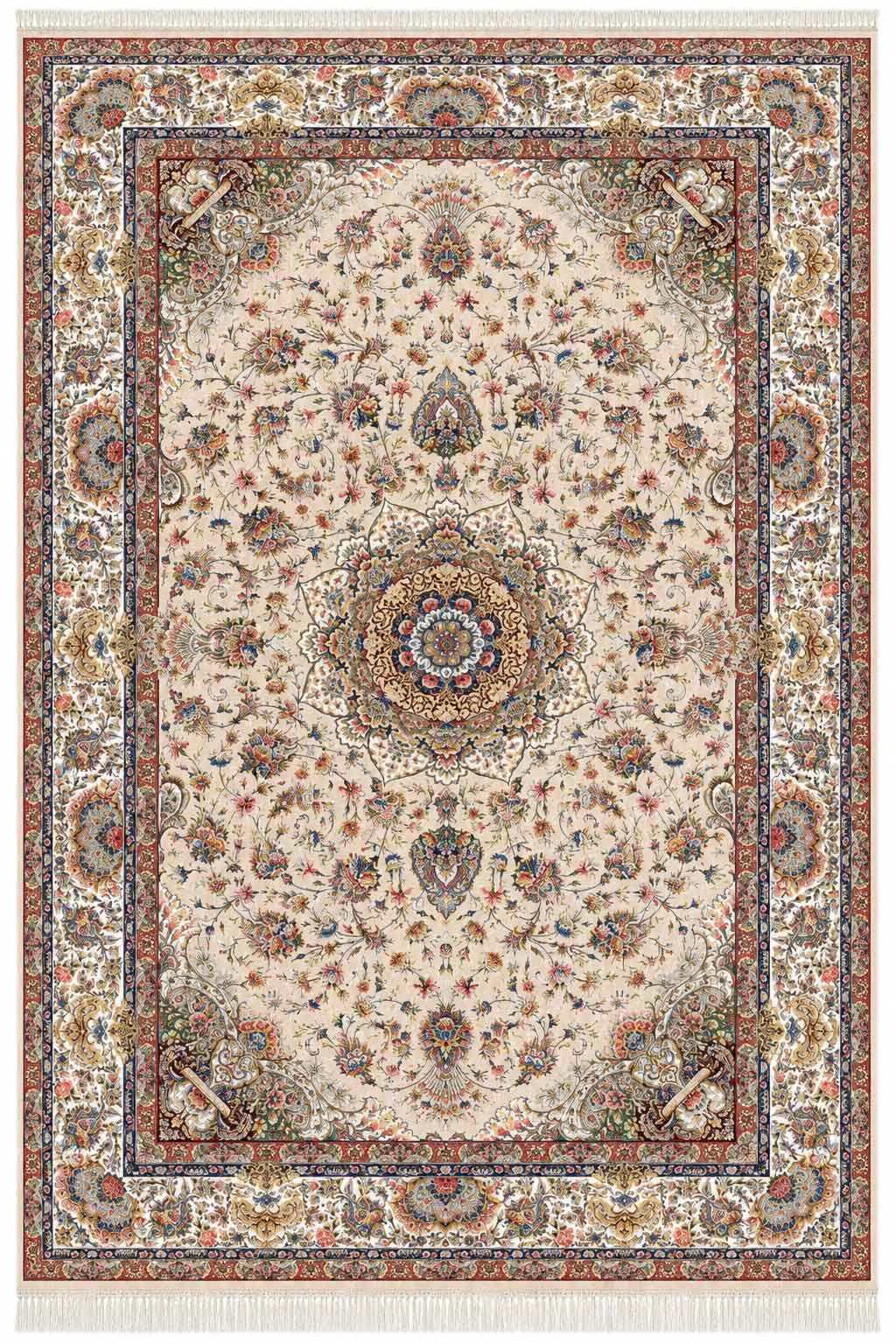 فرش ستاره کویر یزد 1000 شانه کلکسیون عالی قاپو کد HA51 زمینه 3020 (برجسته)