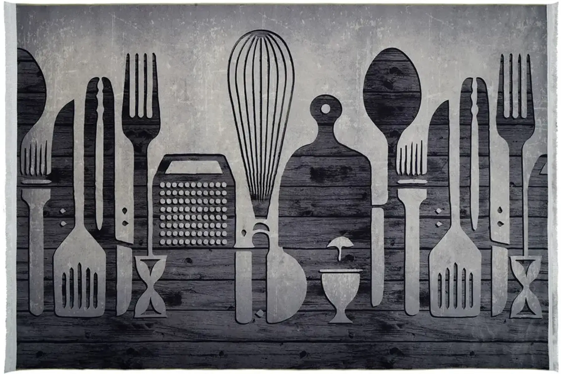 فرش محتشم آشپزخانه کد 101483 زمینه خاکستری (غیربرجسته)