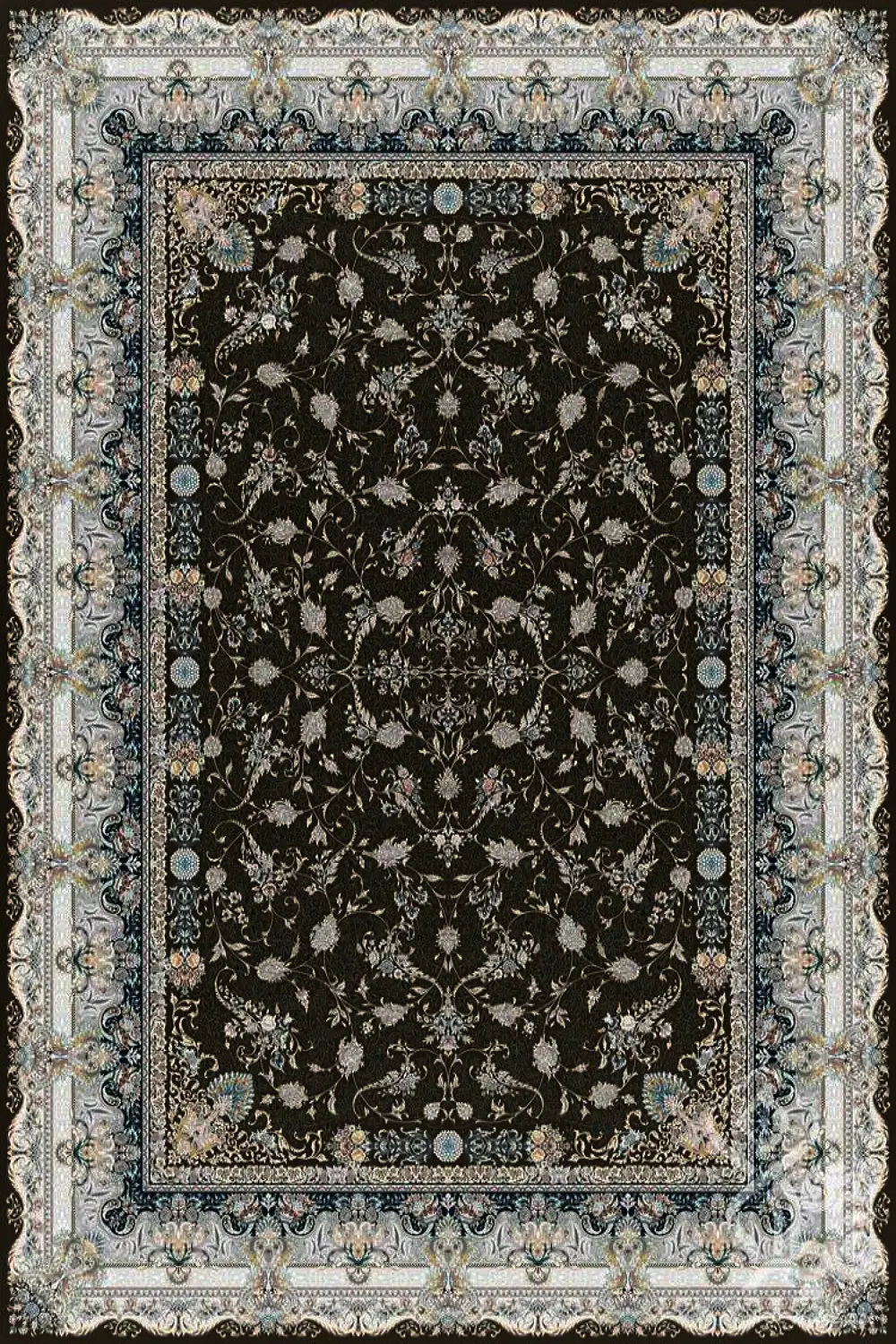 فرش قیطران 1500 شانه کلکسیون 1500 شانه طرح شهرزاد زمینه قهوه ای (برجسته)