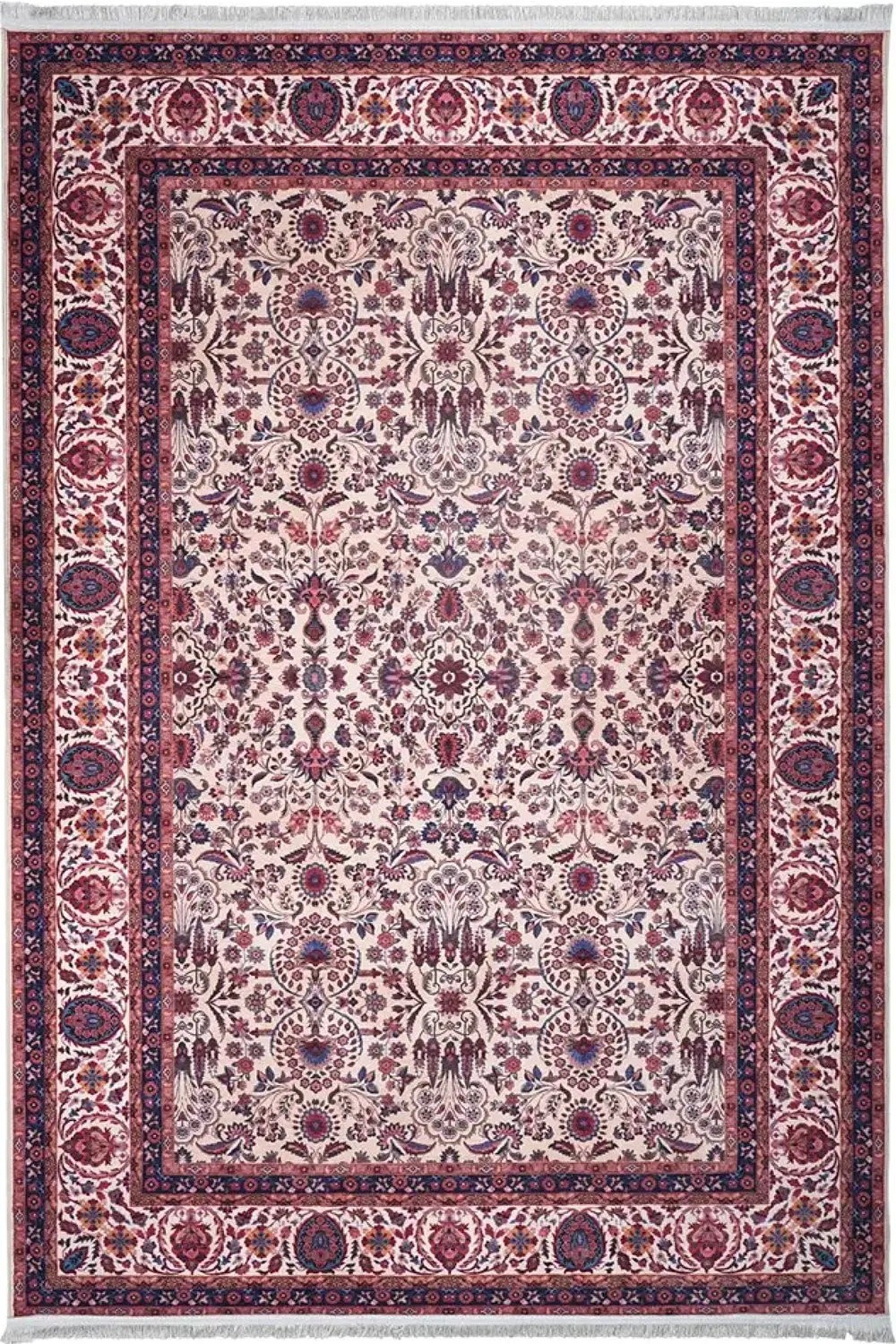 فرش محتشم 1000 شانه کلکسیون سنتی کد 100363 زمینه بژ (غیربرجسته)