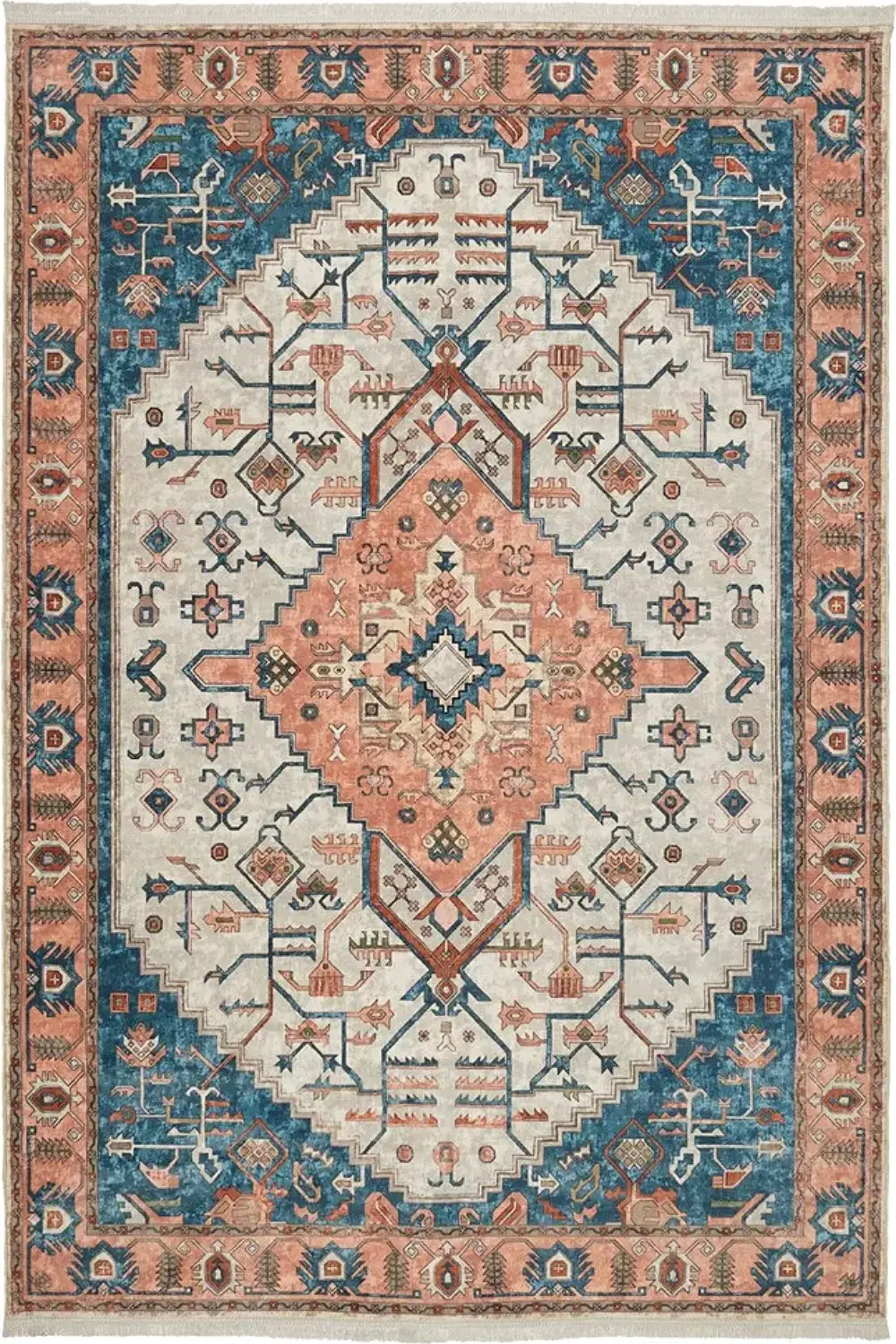 فرش محتشم 1000 شانه کلکسیون سنتی کد 100342 زمینه کرم (غیربرجسته)