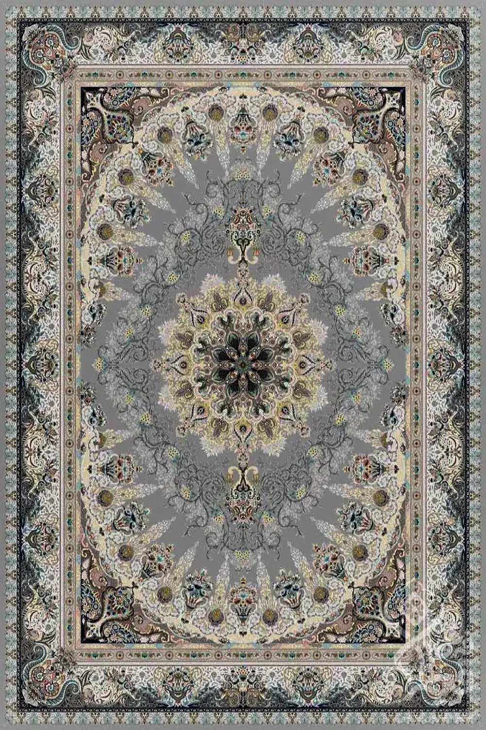 فرش قیطران 1500 شانه کلکسیون 1500 شانه طرح مخمل زمینه فیلی (برجسته)