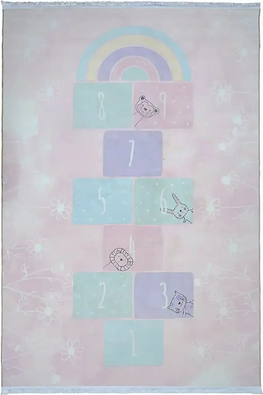 فرش محتشم اتاق کودک طرح لی لی کد 101266 زمینه صورتی (غیربرجسته)