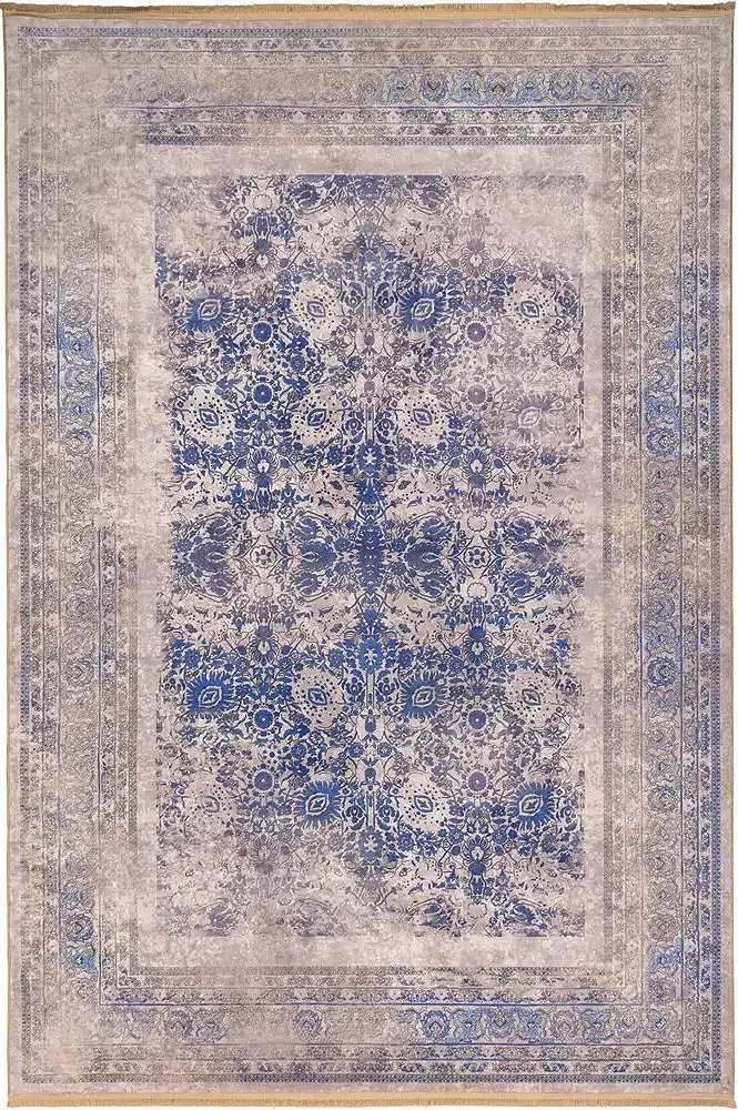 فرش محتشم کهنه نما 1000 شانه کد 900461 زمینه بژ (غیربرجسته)