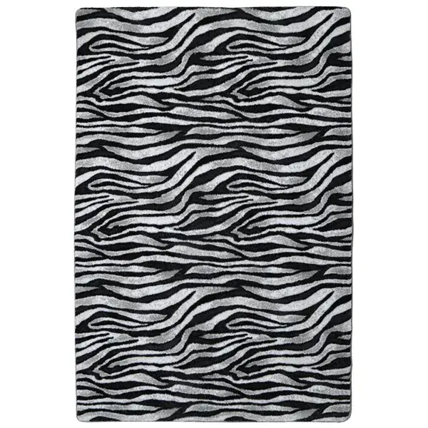 فرش زرباف سه بعدی پرزبلند طرح زبرا زمینه طوسی (شگی)