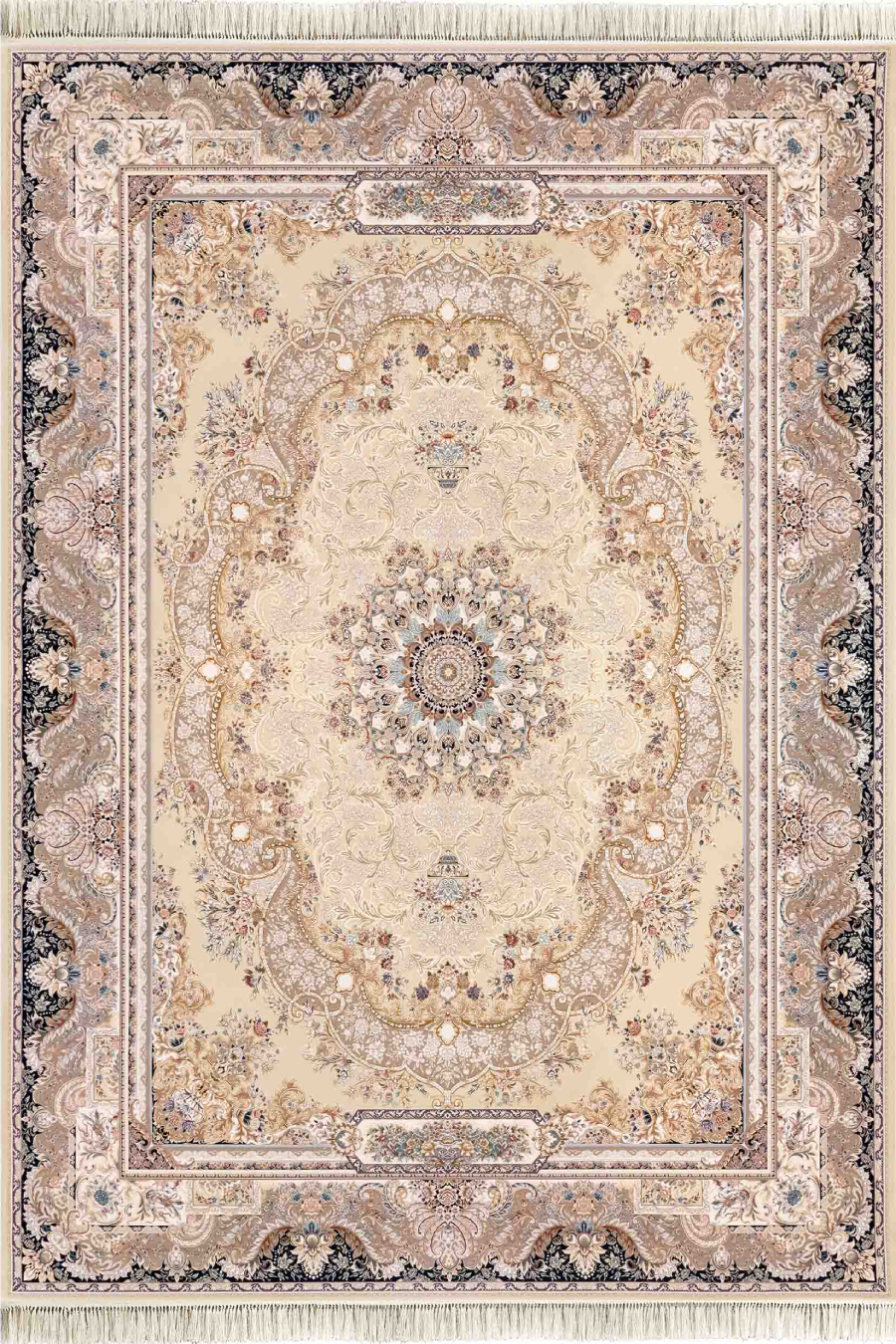 فرش داریوش 1500 شانه کلکسیون مینیاتور کد D1567 زمینه کرم (برجسته)