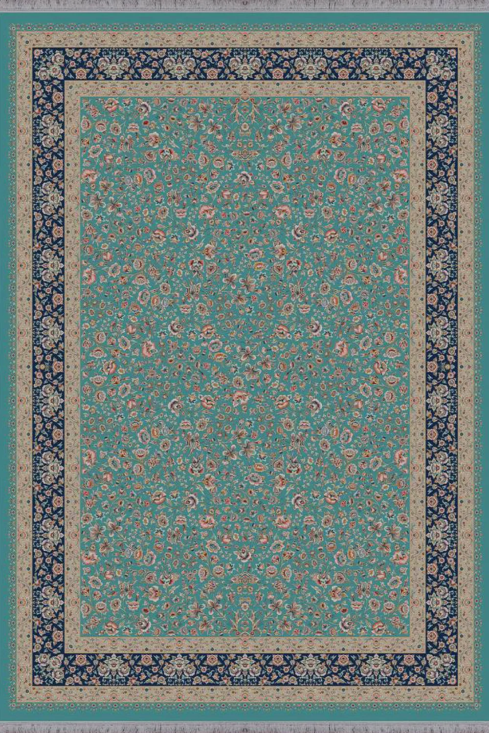 فرش آراد 1500 شانه کلکسیون کاسیان طرح قصه زمینه آبی روشن (برجسته)