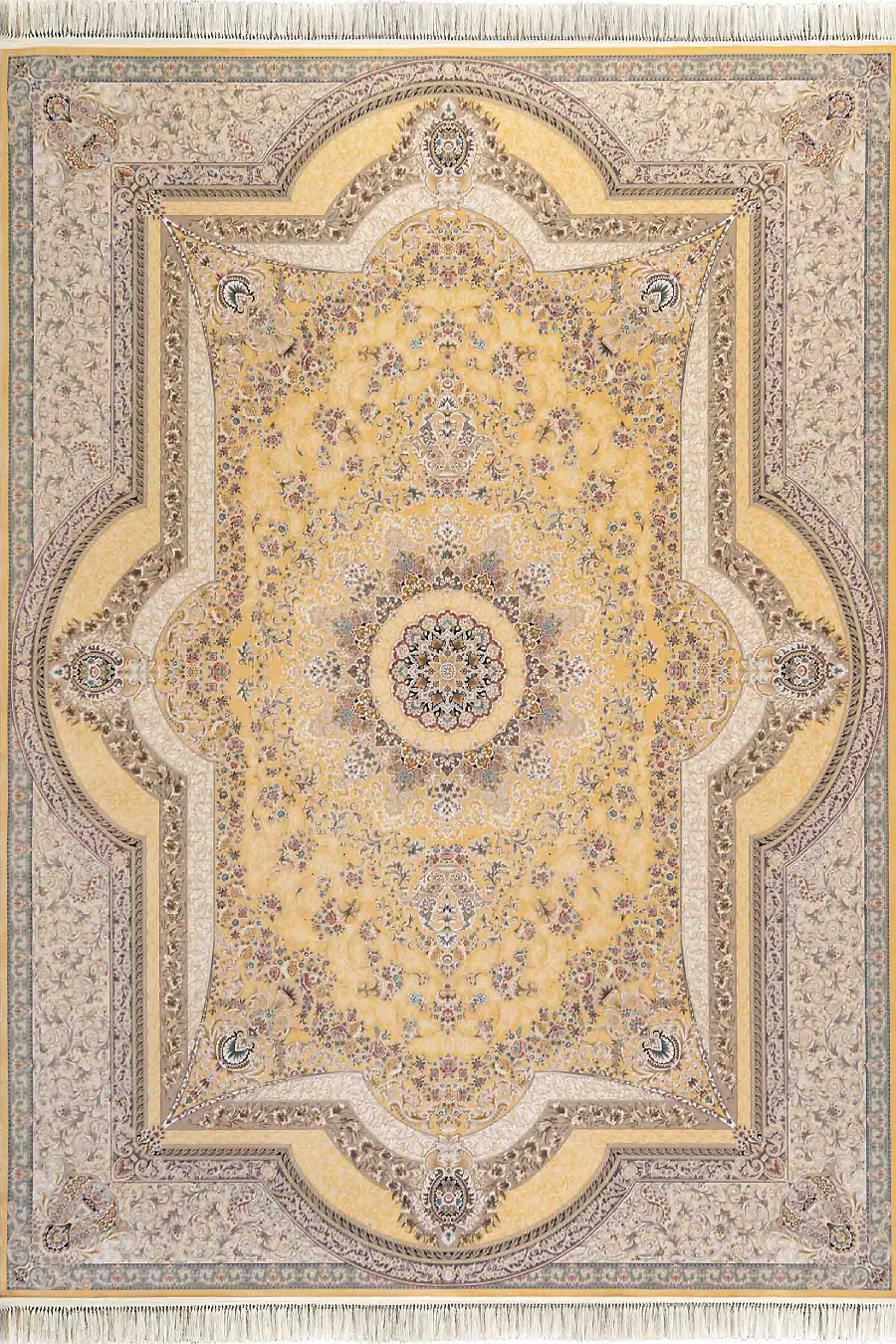 فرش داریوش 1500 شانه کلکسیون مینیاتور کد D1547 زمینه طلایی (برجسته)