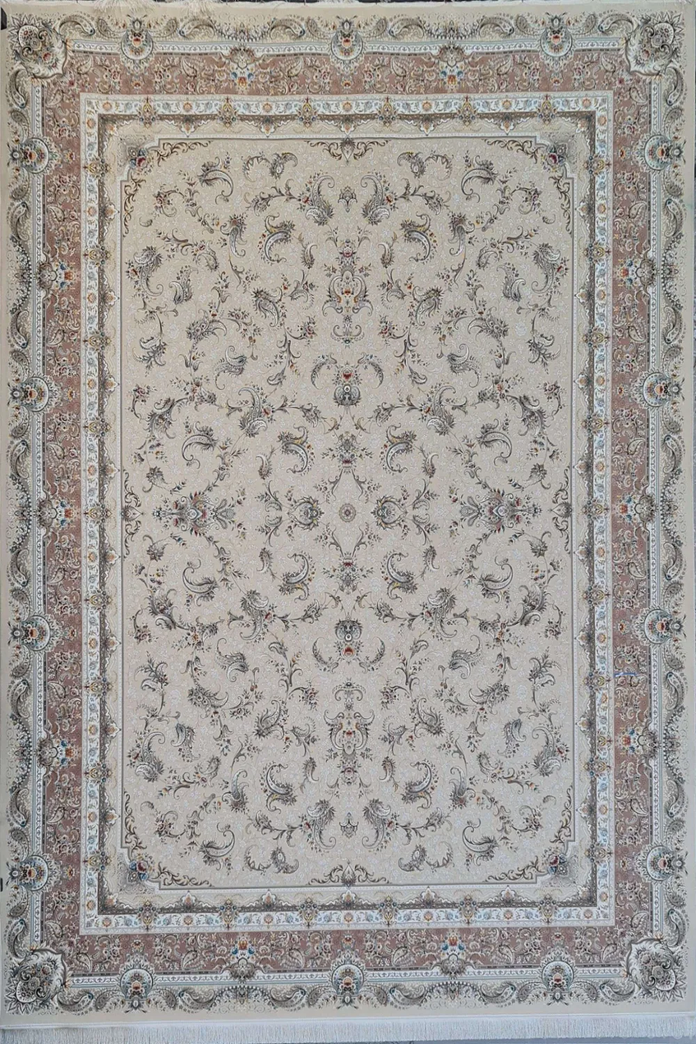 فرش آینده 1500 شانه کلکسیون روشا طرح رستا زمینه کرم کاراملی (برجسته)