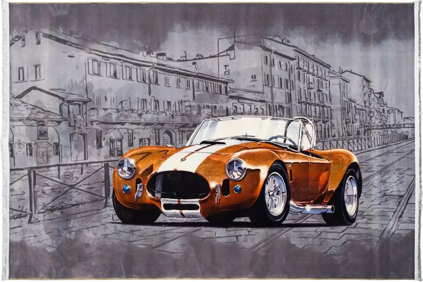 فرش محتشم اتاق کودک طرح ماشین کلاسیک کد 2599003090 زمینه تمام رنگ (غیربرجسته)