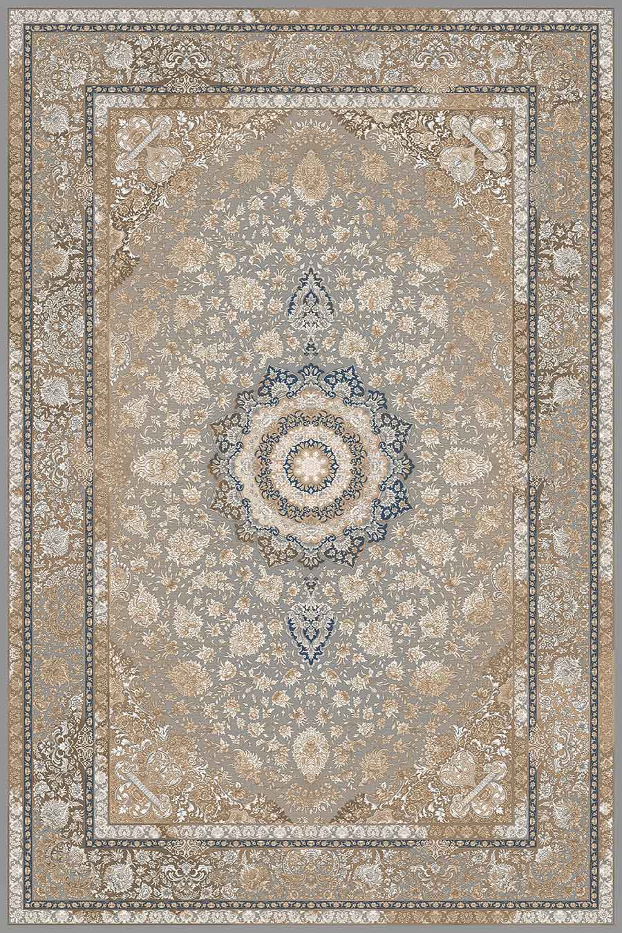 فرش ستاره کویر یزد 1000 شانه کلکسیون عالی قاپو کد HA51L زمینه 3038 (برجسته)