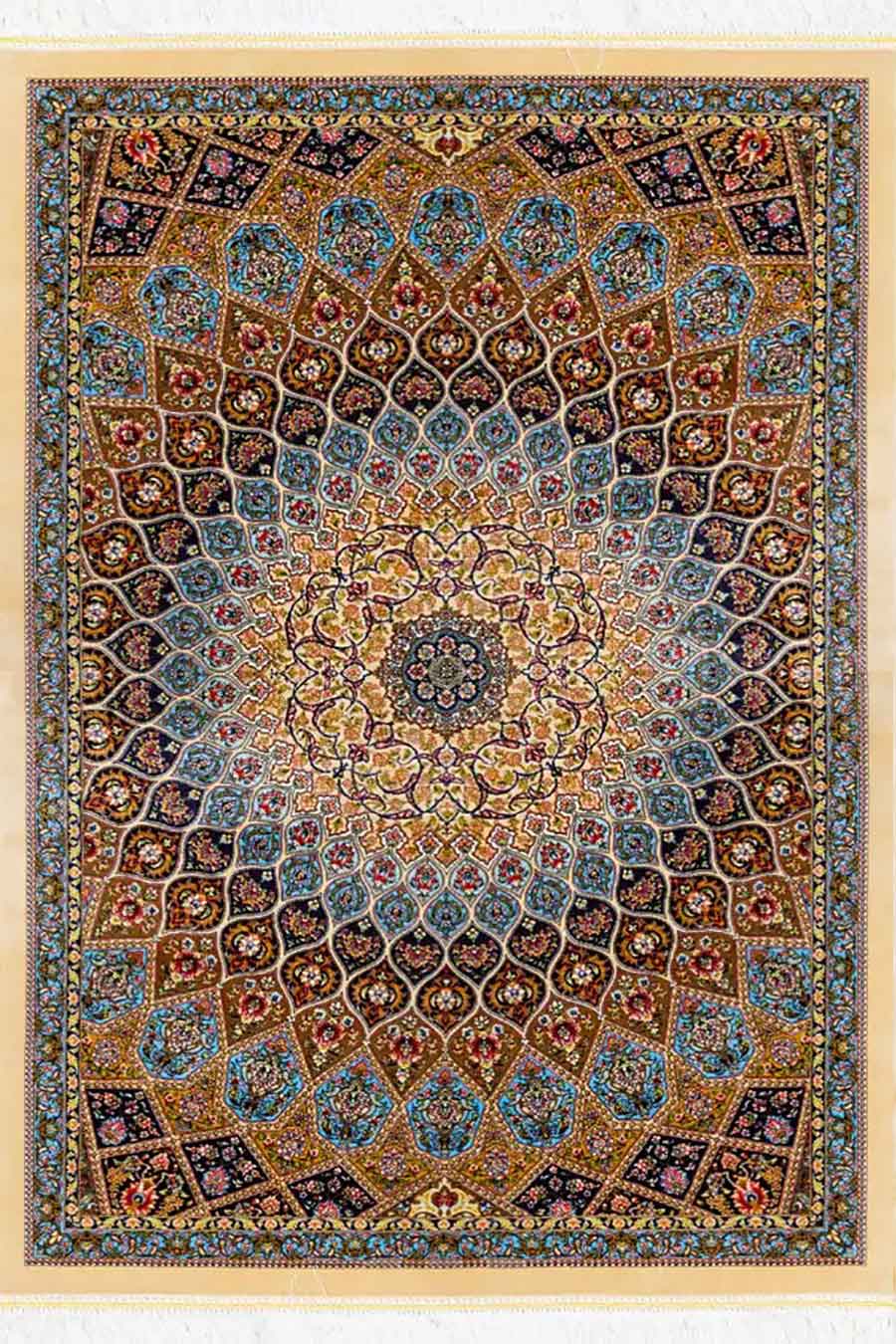 فرش شاهرخ 1700 شانه طرح شهیادی زمینه طلایی