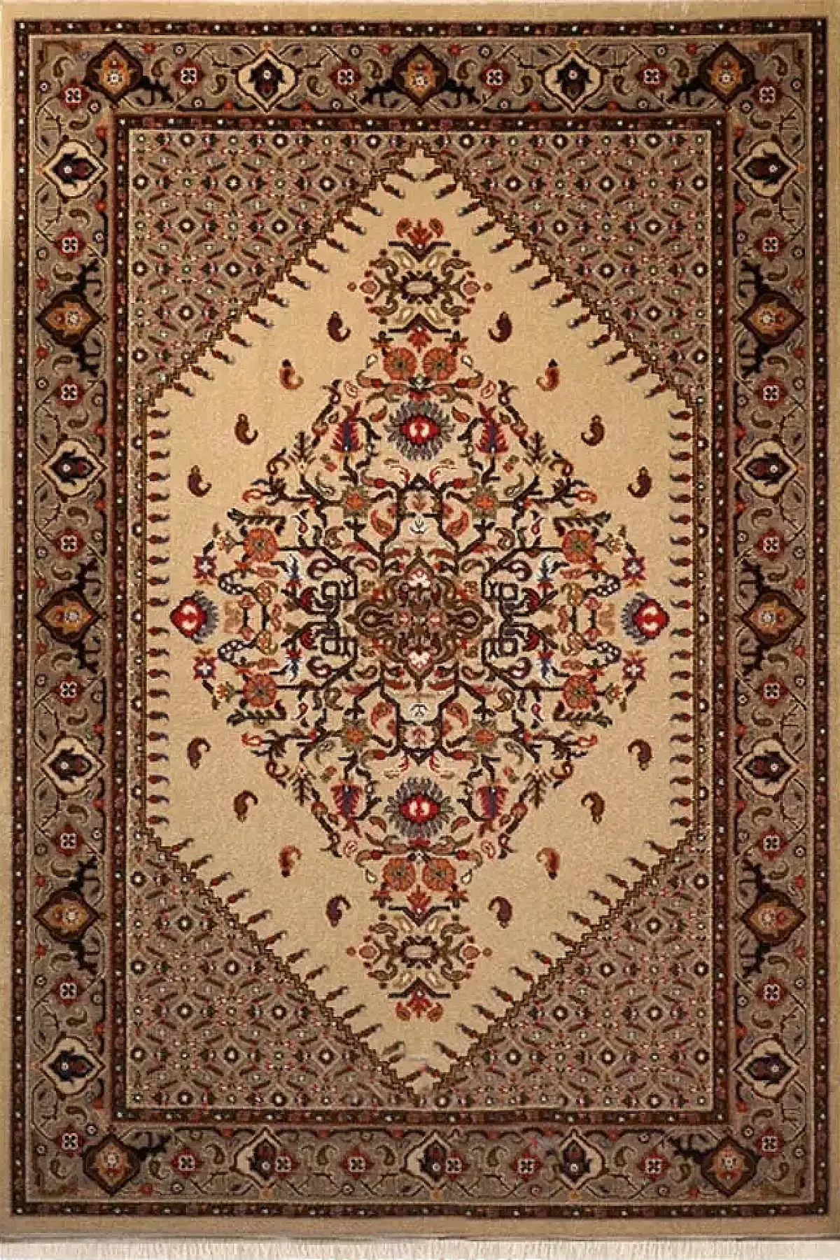 فرش ستاره کویر یزد کلکسیون شاهسون کد SH-b058-8813 زمینه کرم (غیربرجسته)