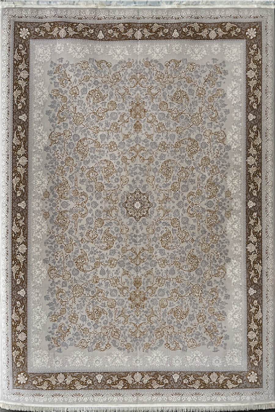 فرش باستان یزد 1200 شانه کد 05-10 زمینه نقره ای (برجسته)