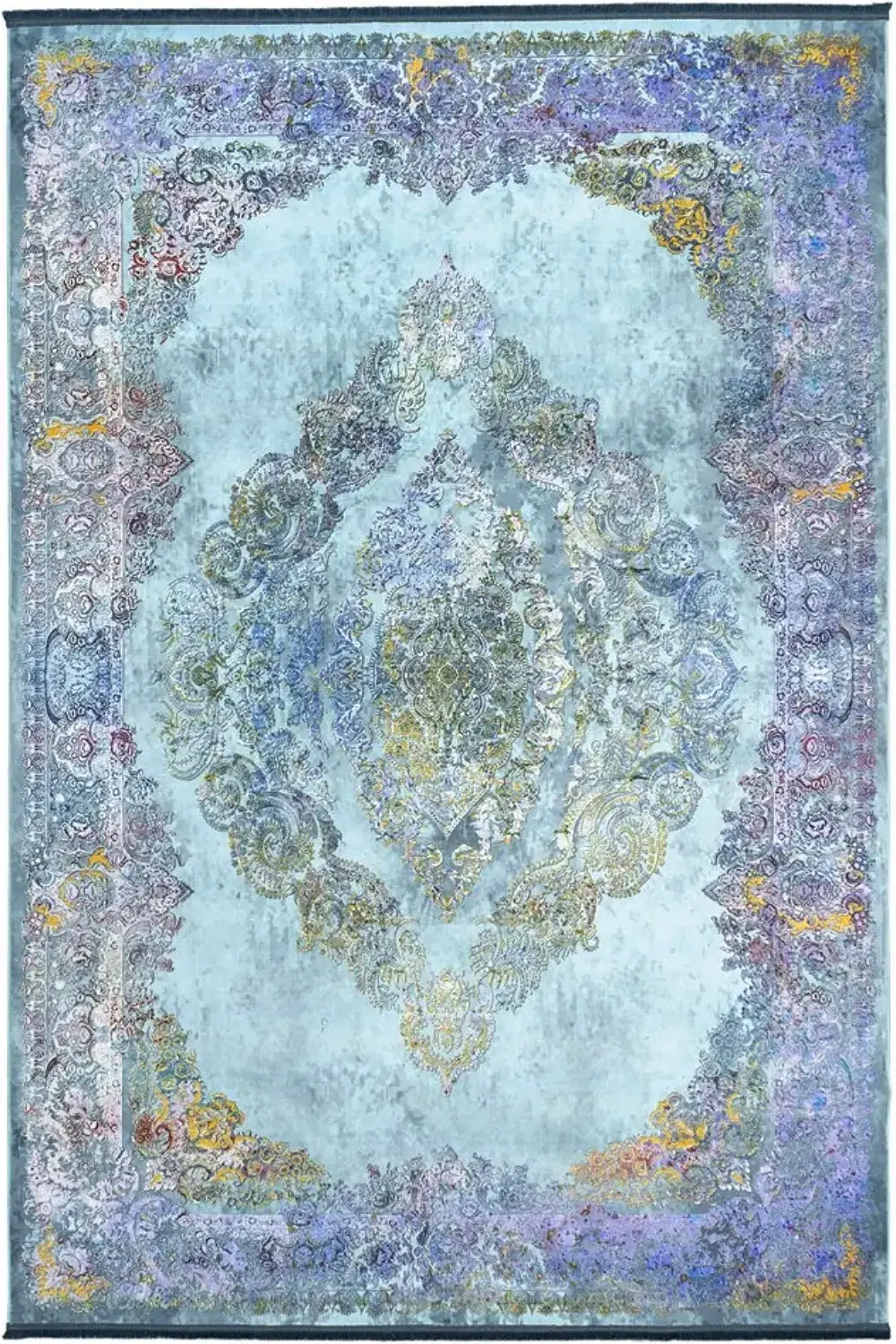 فرش محتشم کهنه نما 1200 شانه کد 300628 زمینه آبی (غیربرجسته)