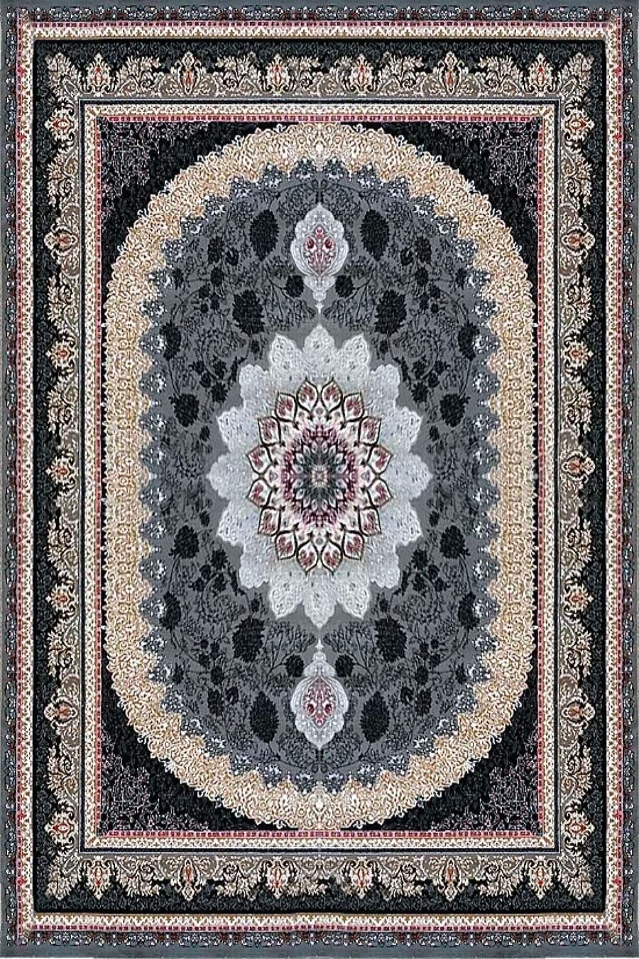 فرش ماشینی 440 شانه طرح گیتا زمینه فیلی (غیربرجسته)