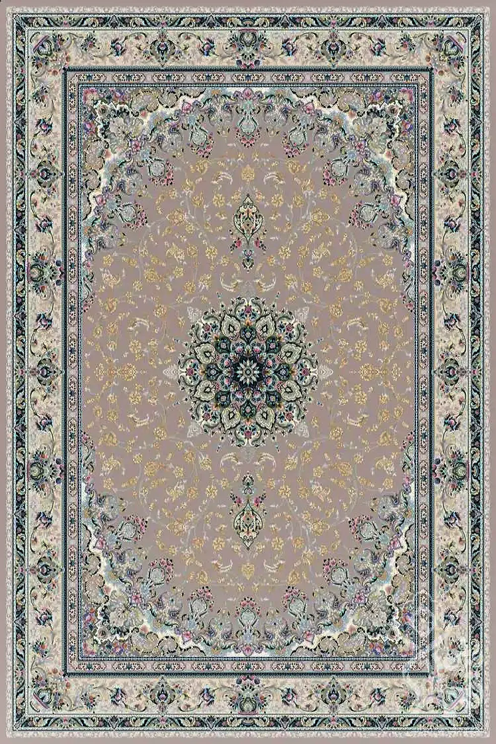 فرش قیطران 1200 شانه کلکسیون نوال طرح لاله زمینه کرم (برجسته)