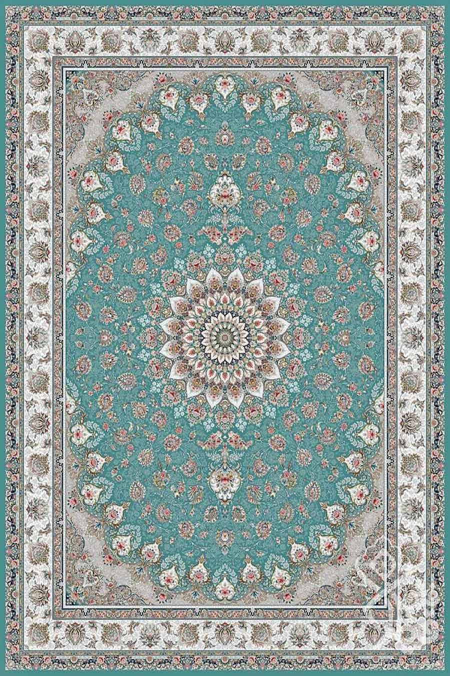 فرش قیطران 1200 شانه کلکسیون پارادایس کد 520 زمینه آبی روشن