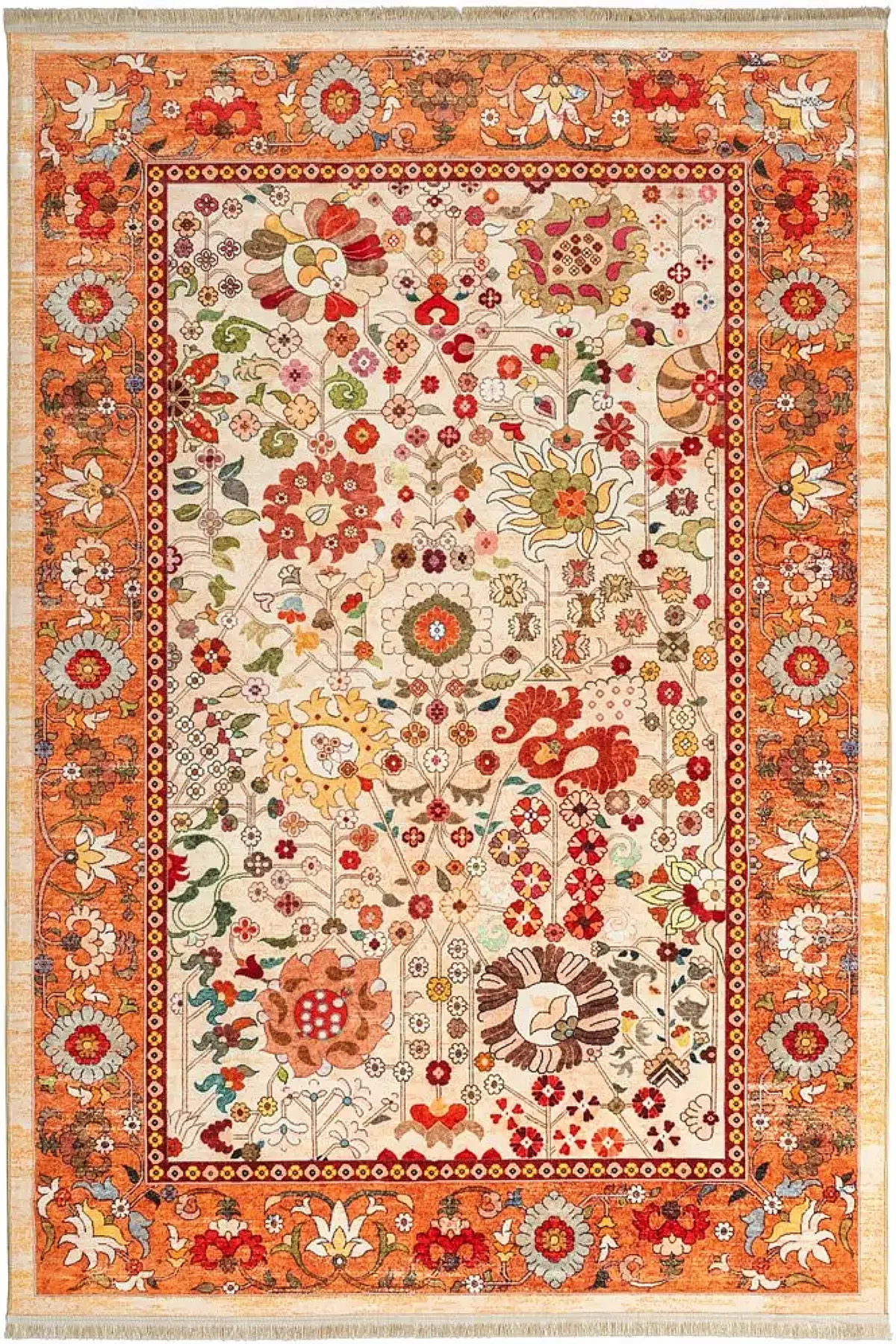 فرش محتشم 1000 شانه کلکسیون سنتی کد 900403 زمینه آجری (غیربرجسته)