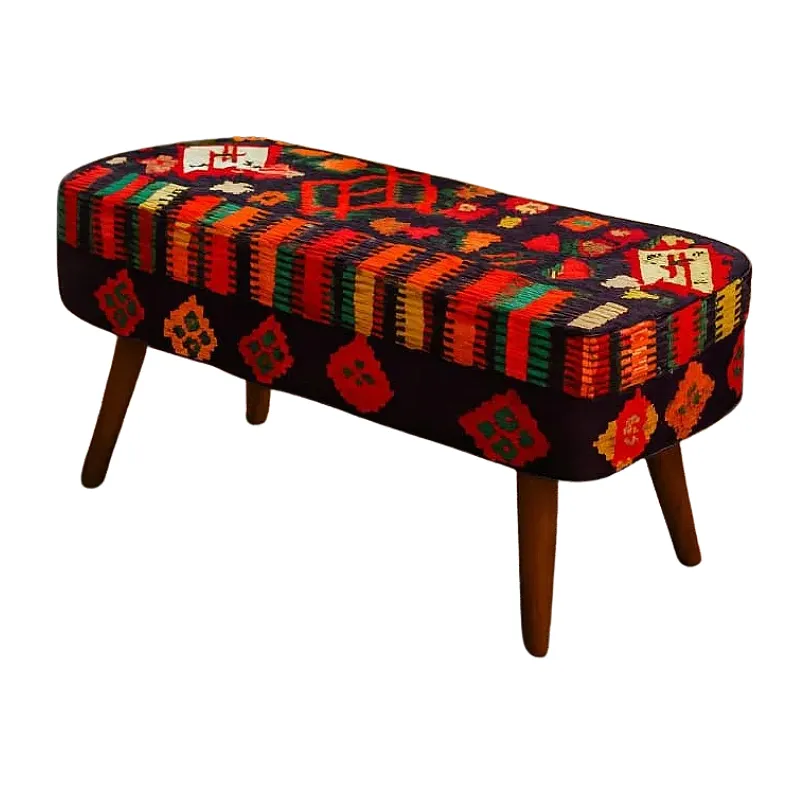 پاف نیمکت نشسته دو نفره پایه چوبی مدل سنتی