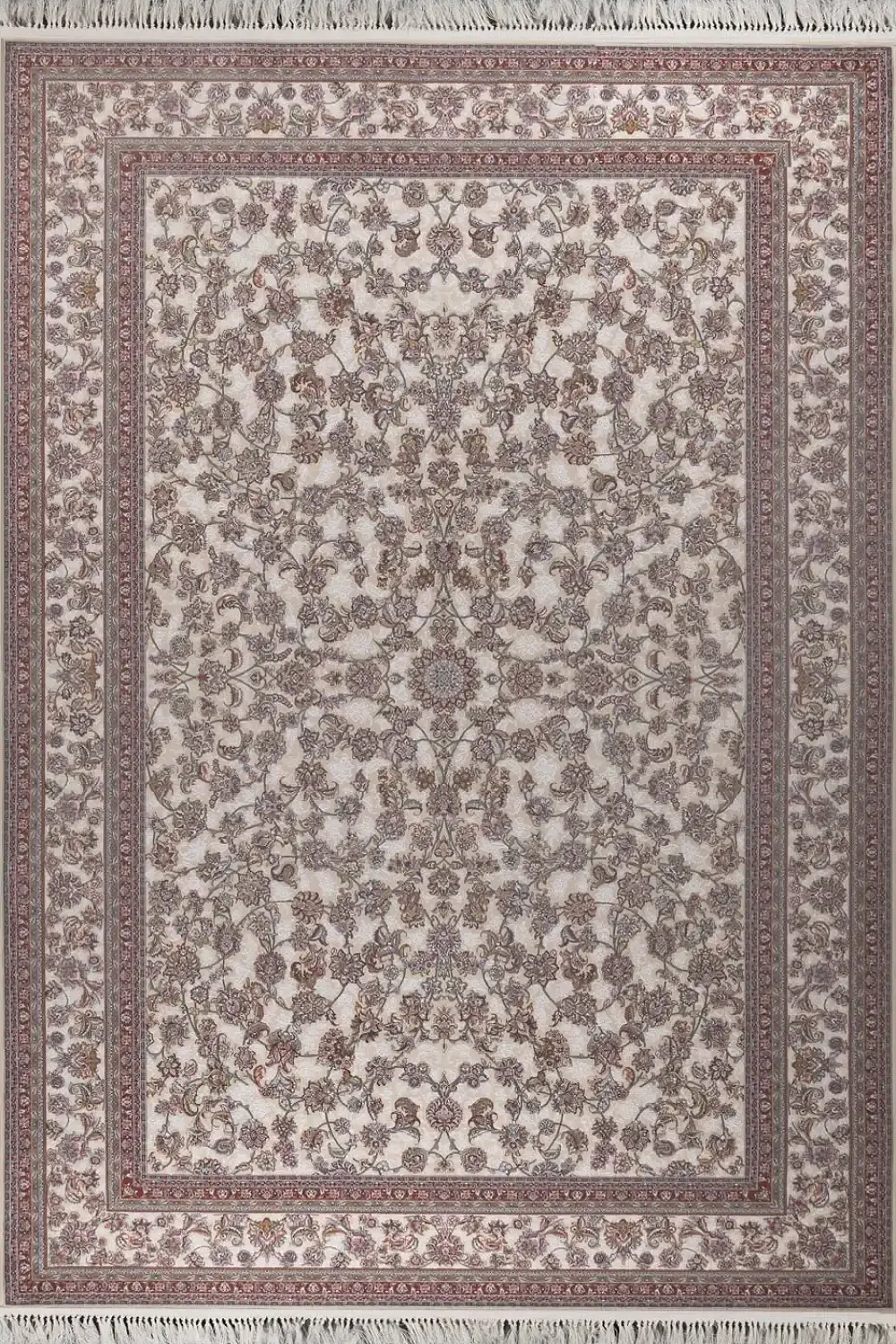 فرش بهشتی 1200 شانه کلکسیون تبریز کد 1240 زمینه کرم (برجسته)