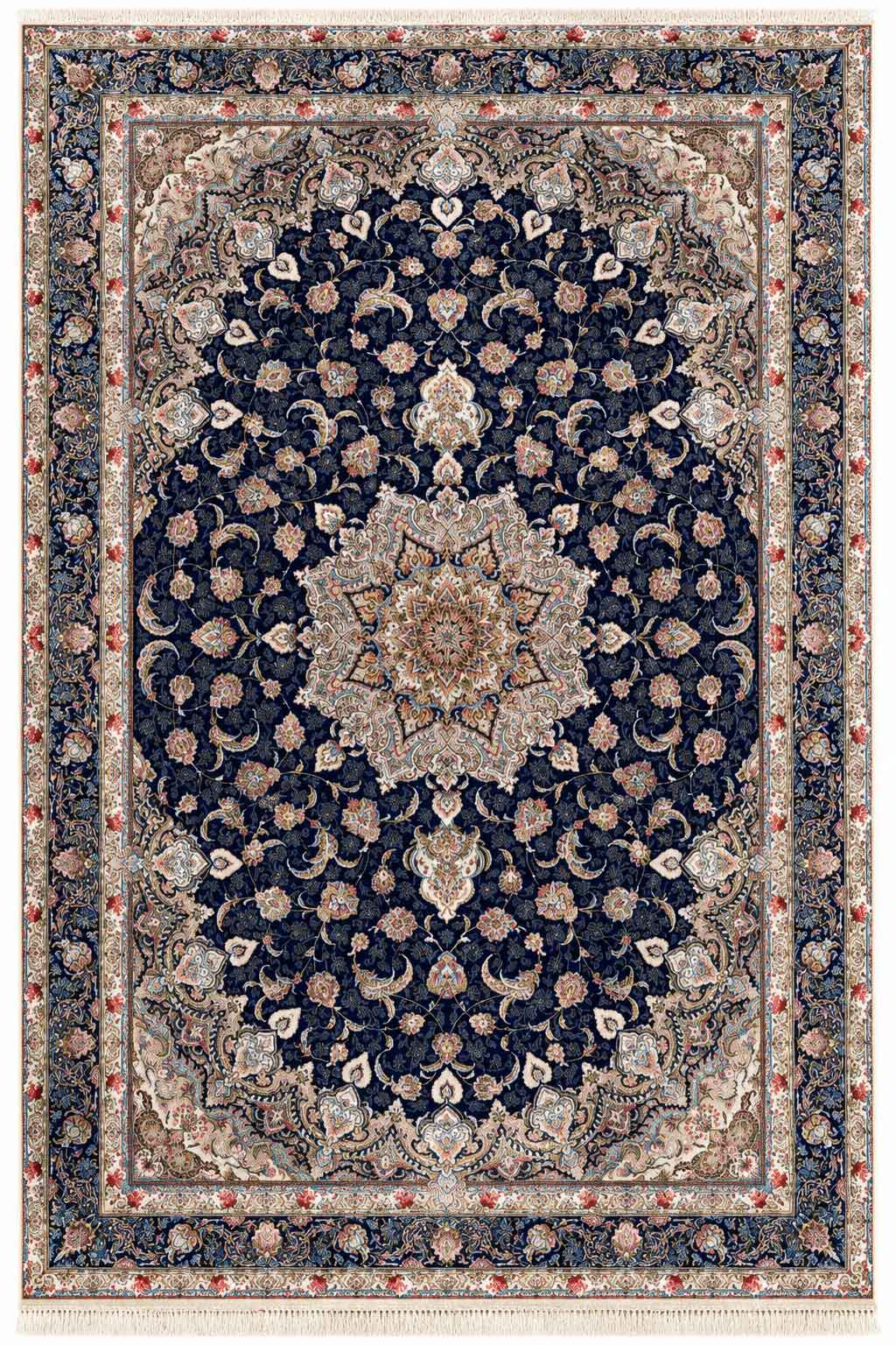 فرش ستاره کویر یزد 1000 شانه کلکسیون عالی قاپو کد HA50 زمینه 3099 (برجسته)