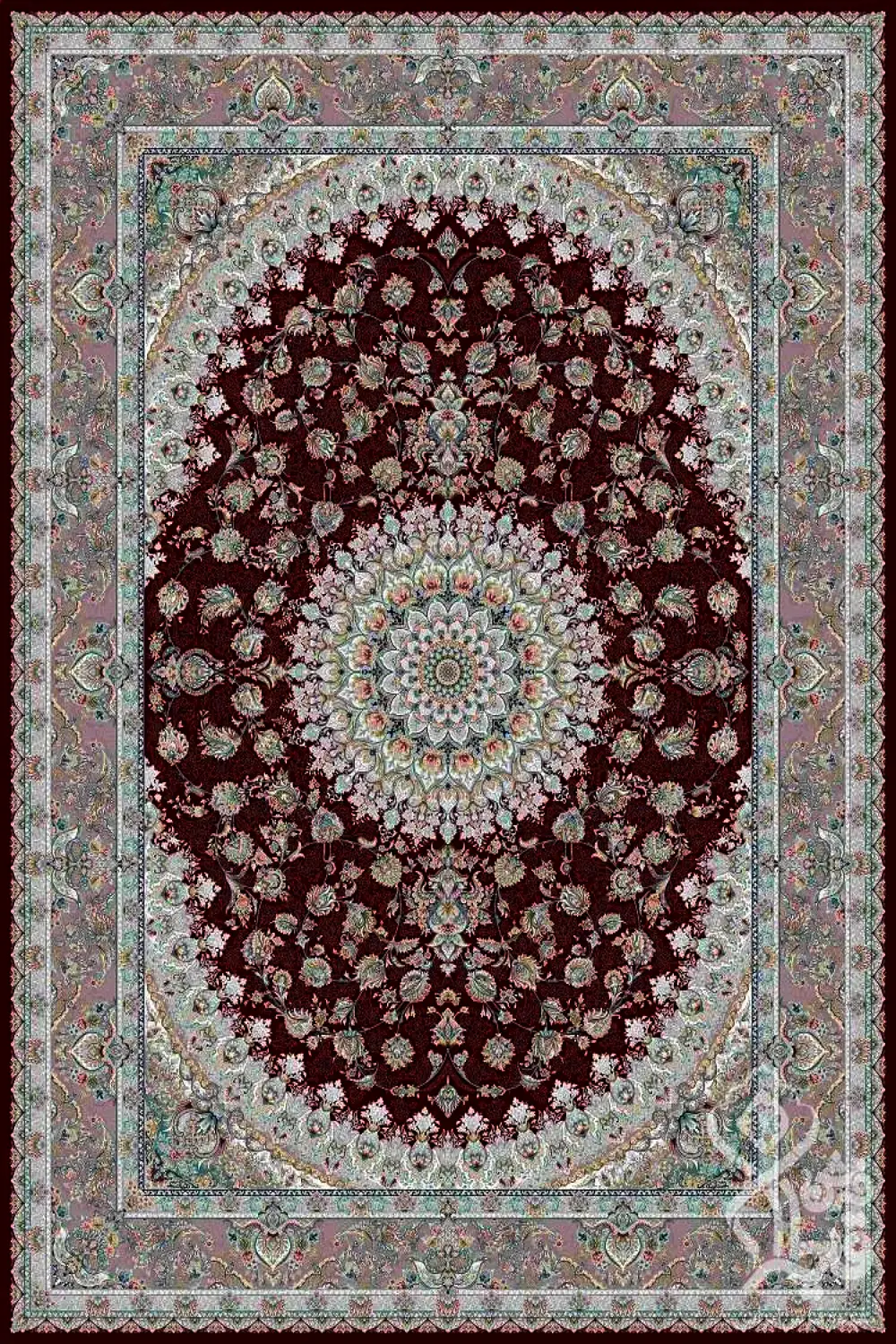 فرش قیطران 1200 شانه کلکسیون پارادایس طرح اکام زمینه رناسی (برجسته)