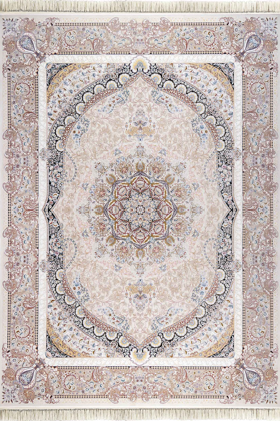 فرش داریوش 1500 شانه کلکسیون مینیاتور کد D1516 زمینه کرم (برجسته)