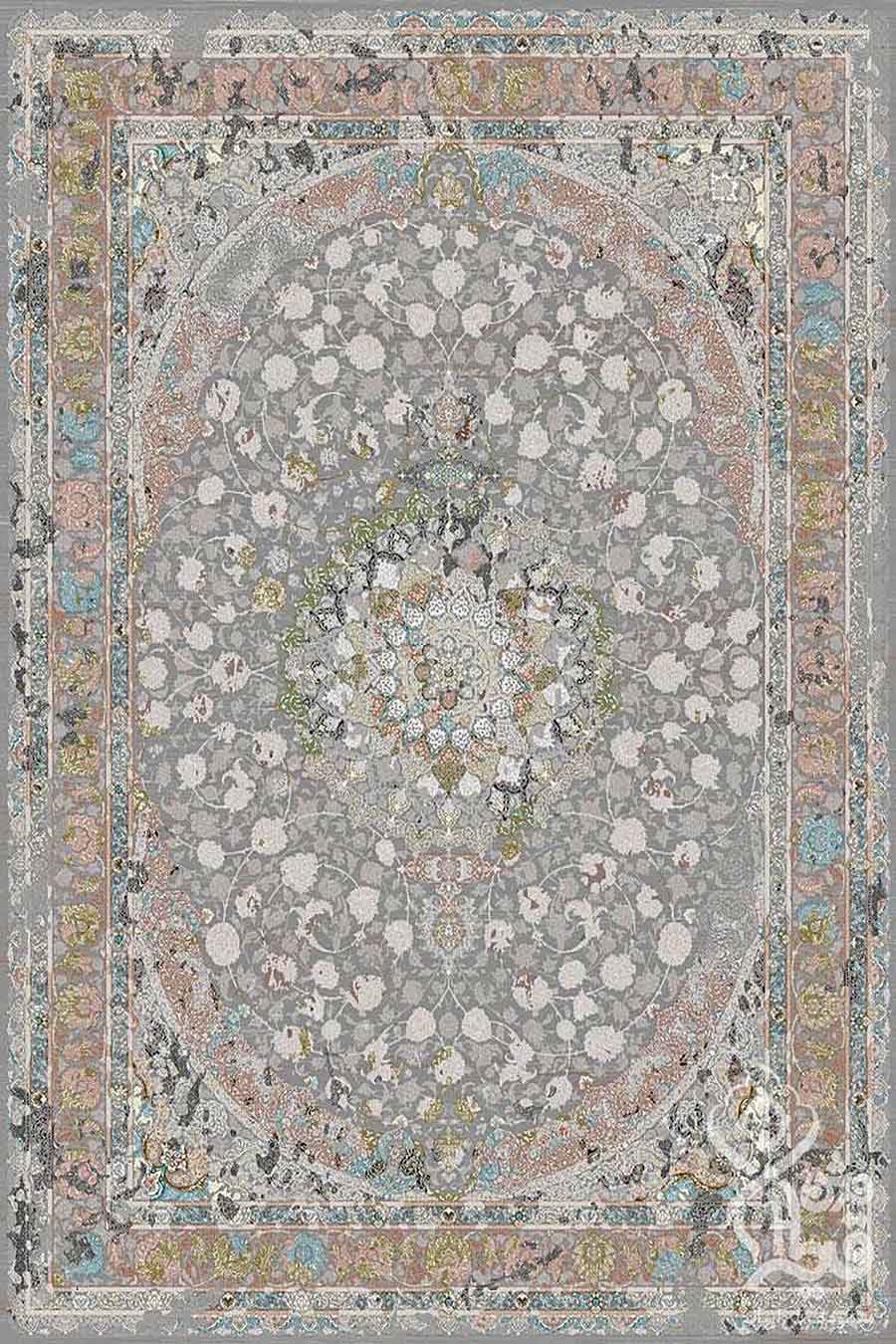 فرش قیطران 1200 شانه کلکسیون مهناز طرح شیوا زمینه فیلی | فرش گل برجسته قیطران با تراکم 3600