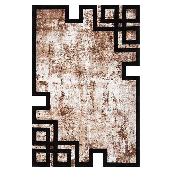 فرش زرباف سه بعدی پرزبلند طرح فلورانس زمینه شکلاتی (شگی)