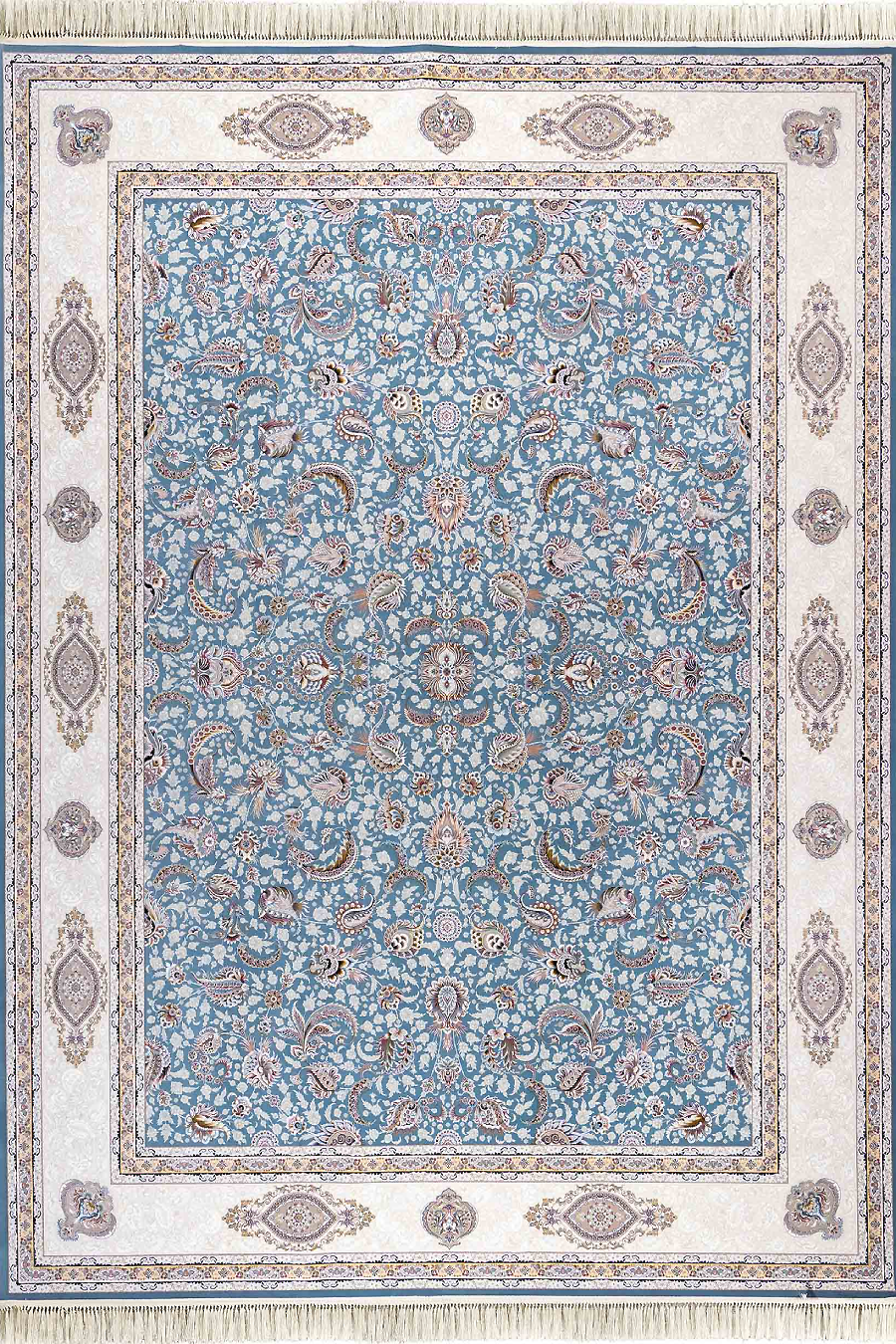 فرش داریوش 1500 شانه کلکسیون مینیاتور کد D1524 زمینه آبی (برجسته)