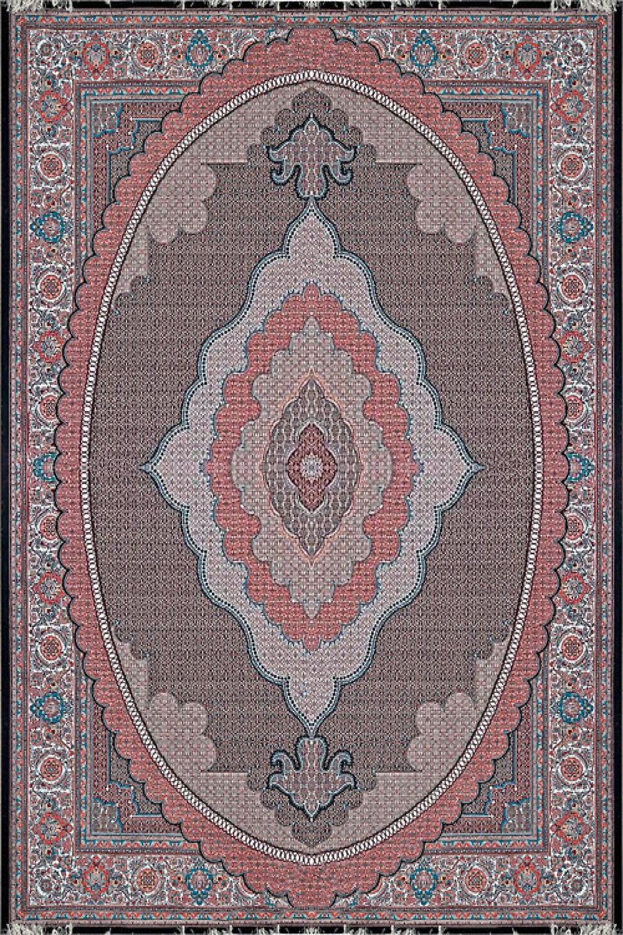 فرش ستاره پانیذ 700 شانه طرح ریز ماهی مشهد زمینه سورمه ای (غیربرجسته)