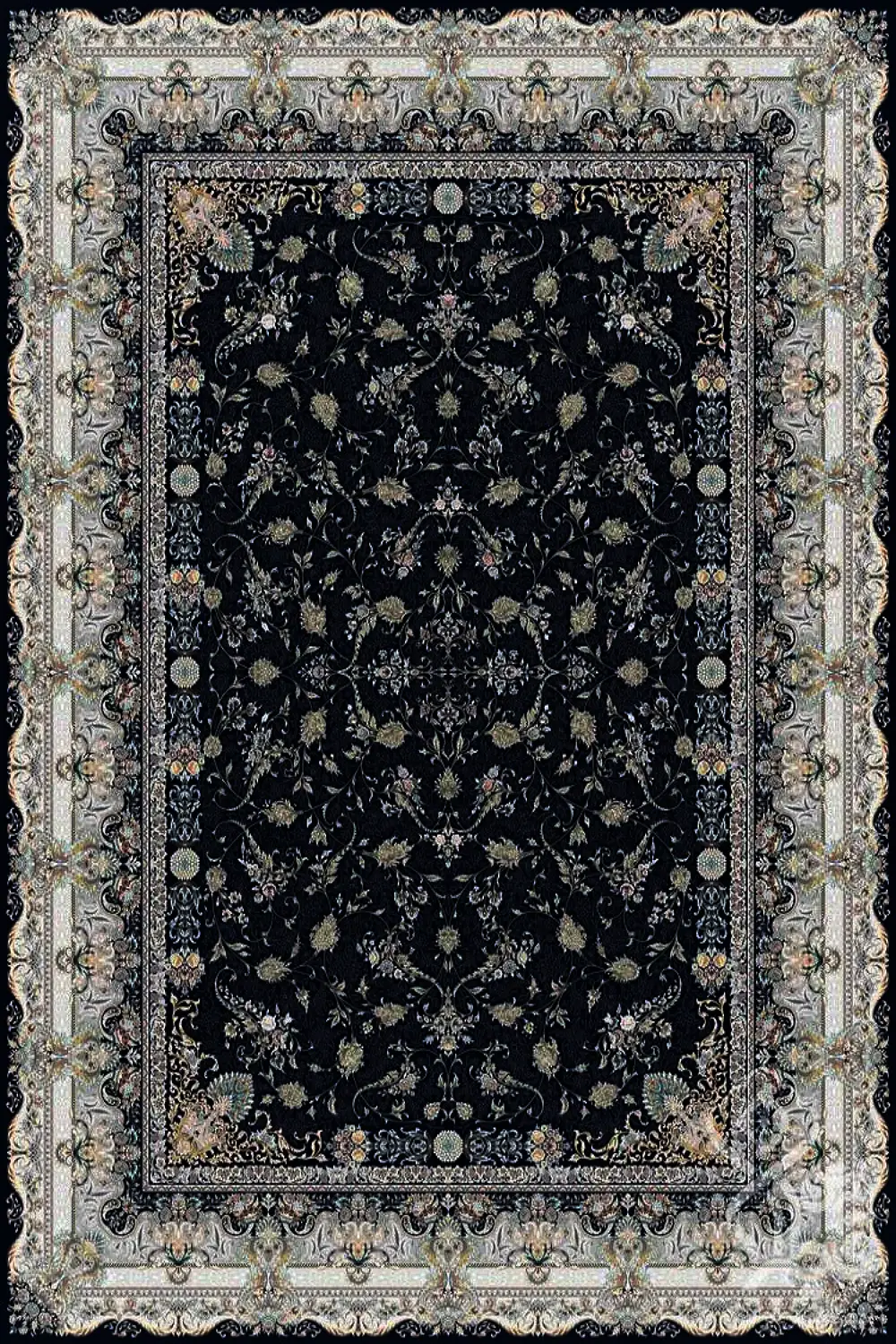 فرش قیطران 1500 شانه کلکسیون 1500 شانه طرح شهرزاد زمینه سورمه ای (برجسته)