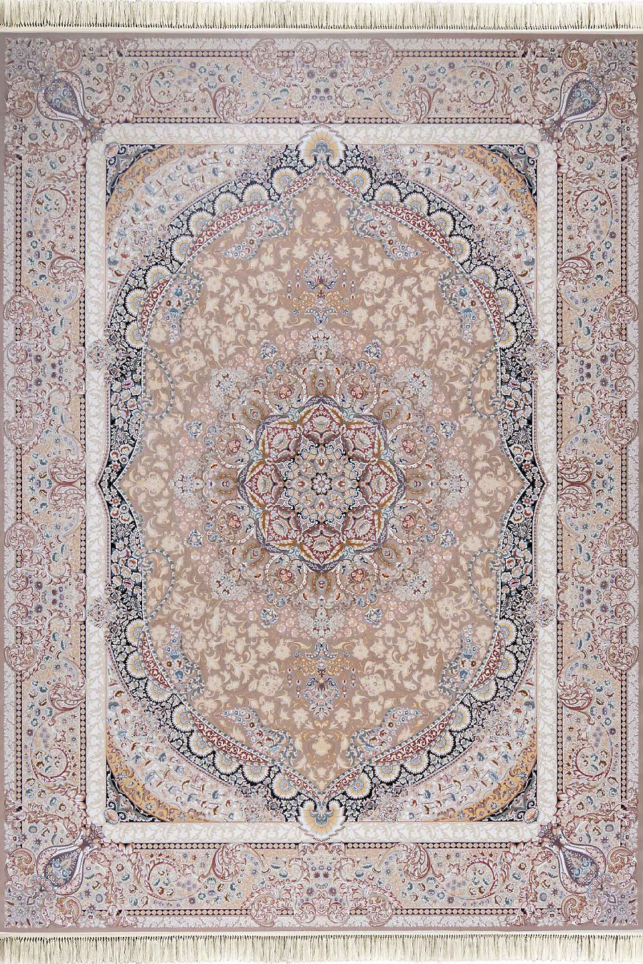 فرش داریوش 1500 شانه کلکسیون مینیاتور کد D1516 زمینه ترمه ای (برجسته)