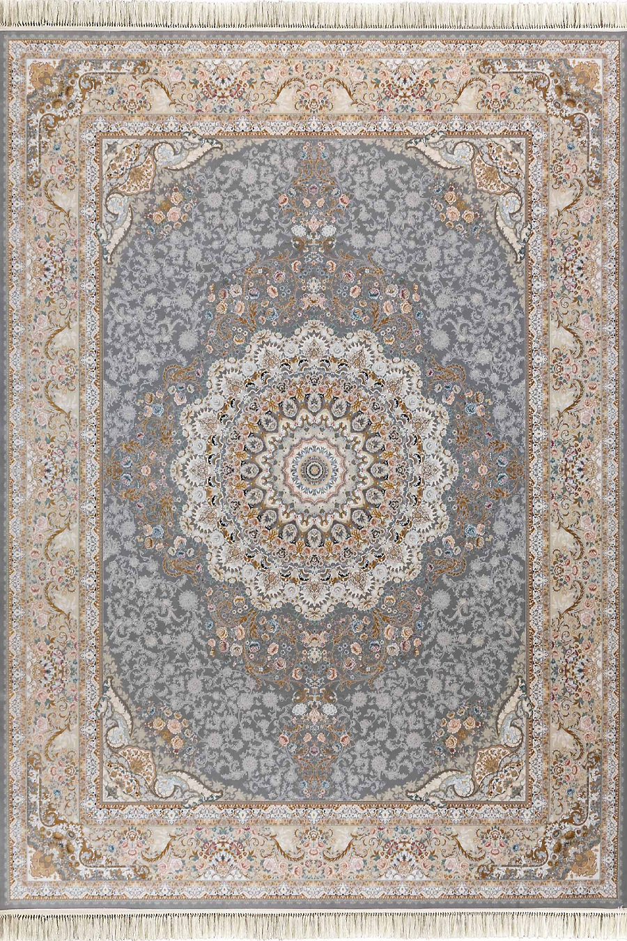 فرش داریوش 1500 شانه کلکسیون مینیاتور کد D1538 زمینه فیلی (برجسته)