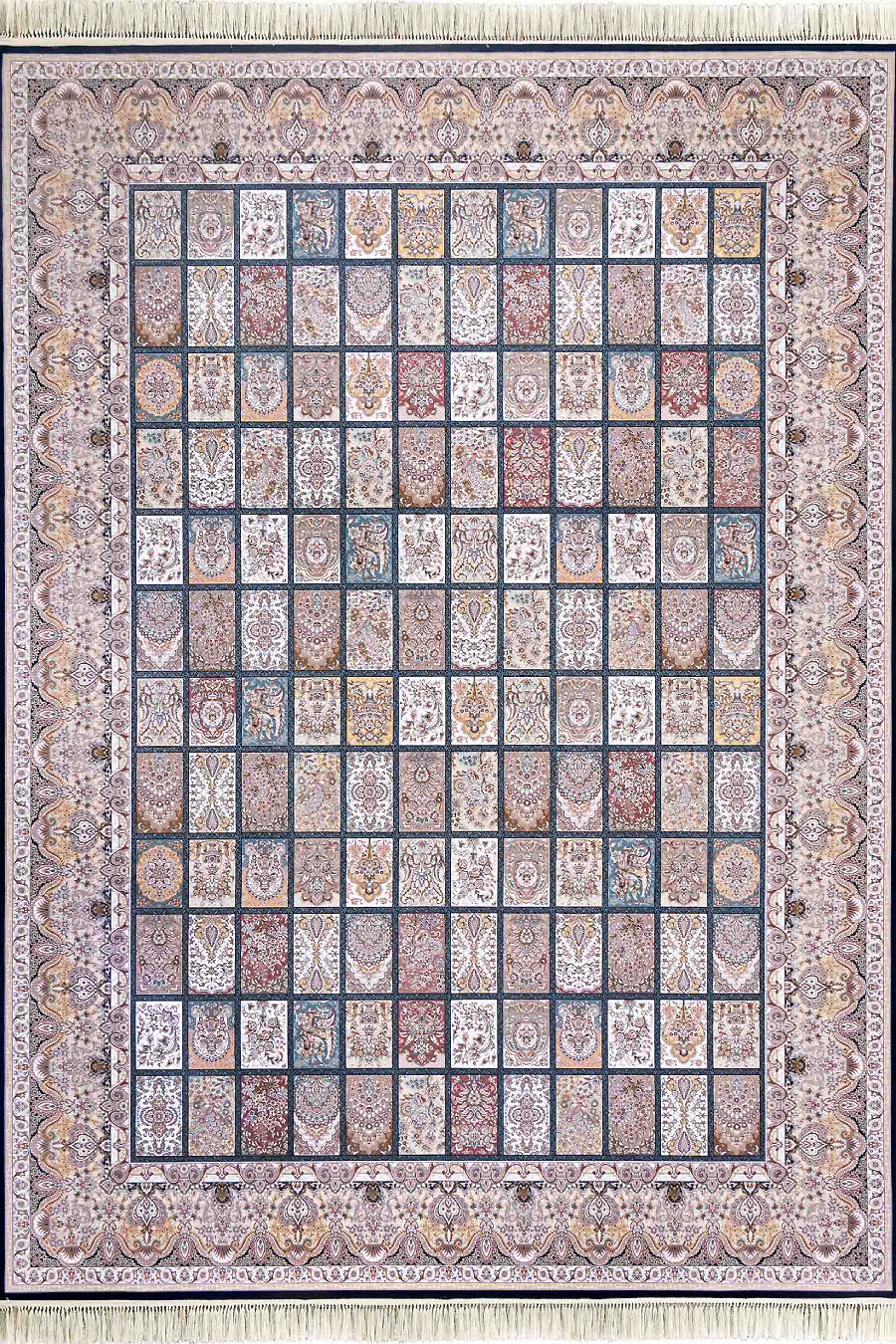 فرش داریوش 1500 شانه کلکسیون مینیاتور کد D1537 زمینه سورمه ای (برجسته)