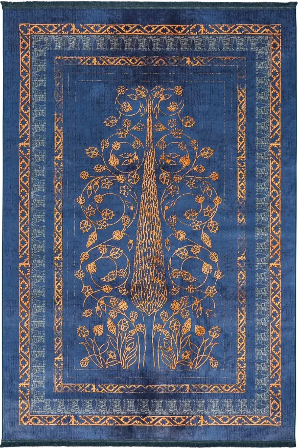 فرش محتشم کهنه نما 1000 شانه کد 900455 زمینه سورمه ای (غیربرجسته)