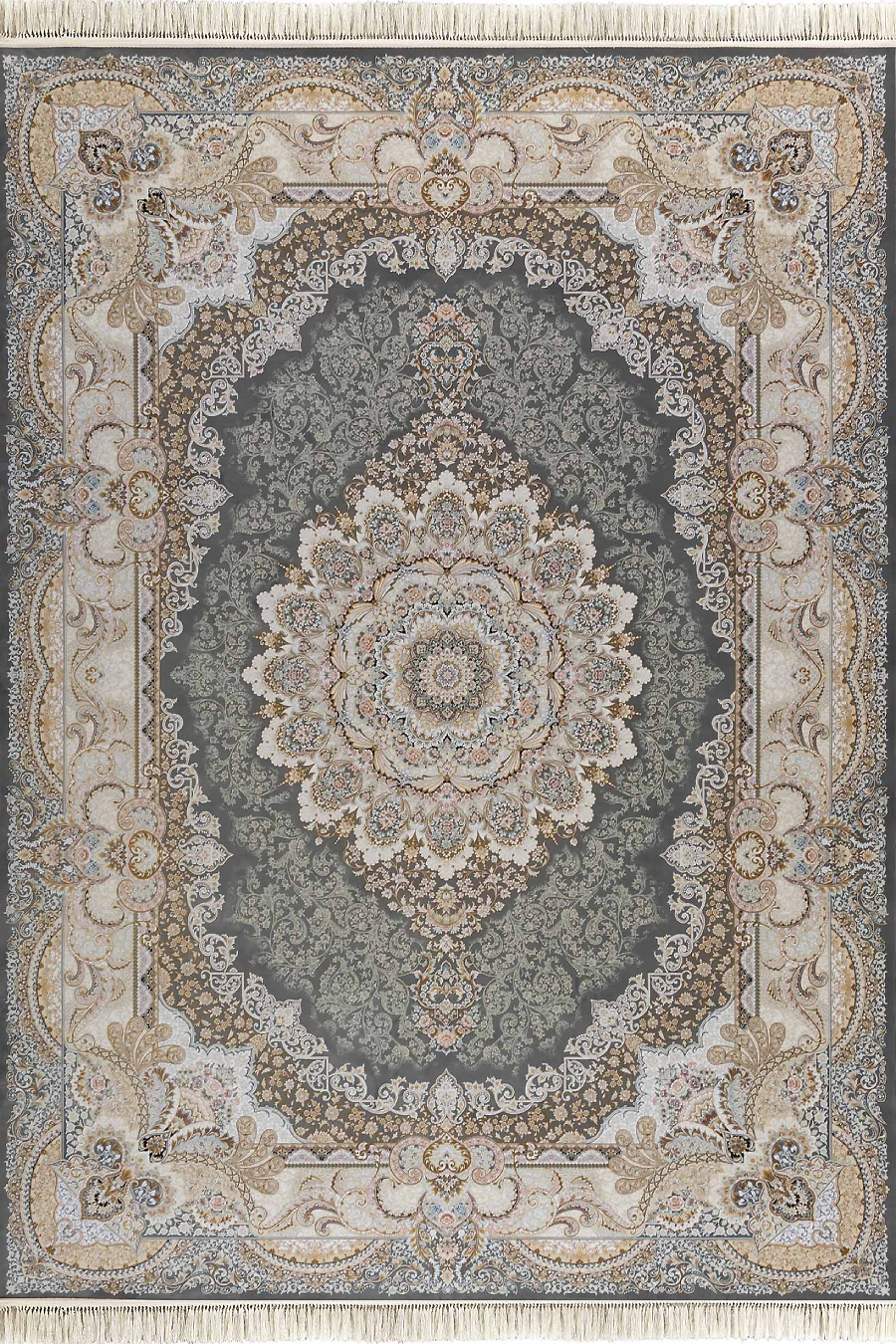 فرش داریوش 1500 شانه کلکسیون مینیاتور کد D1558 زمینه فیلی (برجسته)